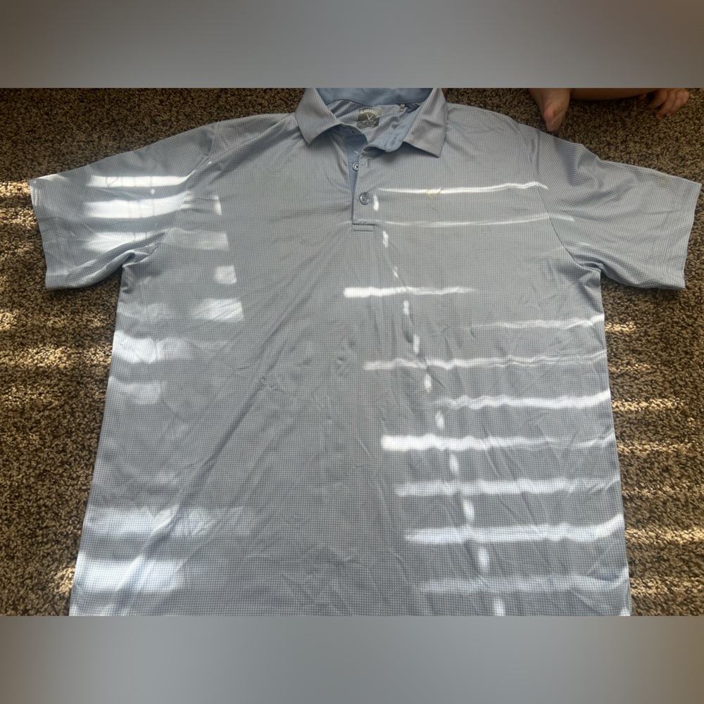 Callaway Shirt Men's Large Blue Check Opti Dri Golf Polo Lightweight Breathable